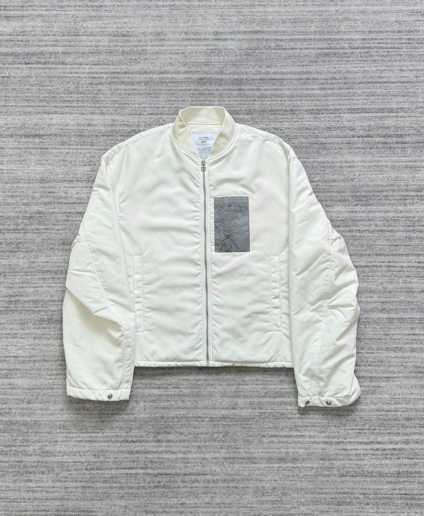 white patch bomber jacket by OAMC