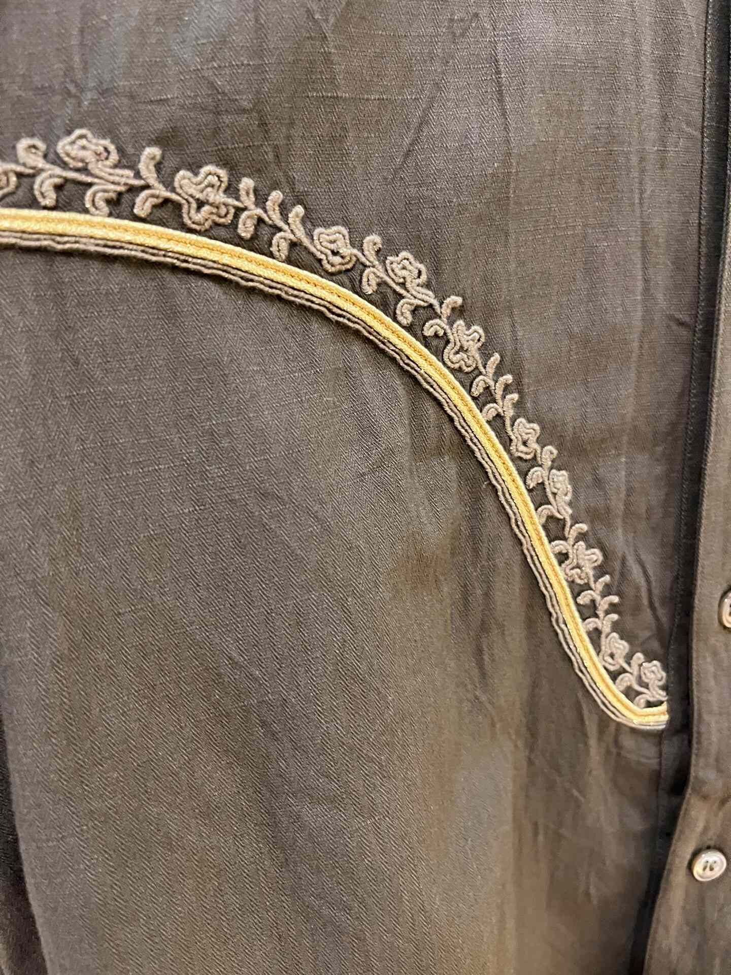 Saint Laurent Gold Embroidered Short-Sleeve Shirt