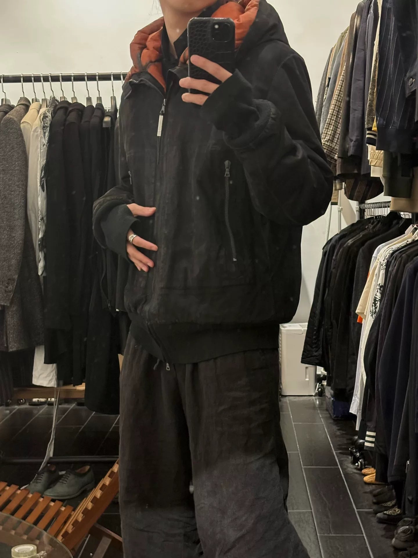 isaac sellam leather hooded jacket