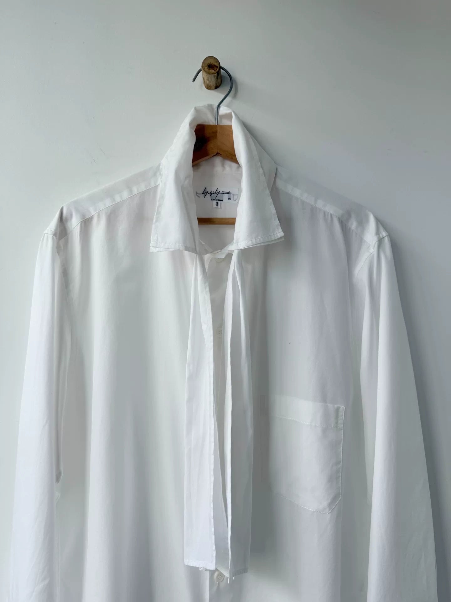 Yohji Yamamoto White Long Sleeve Shirttail