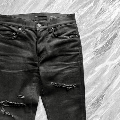 Saint Laurent 16SS Distressed Black Jeans