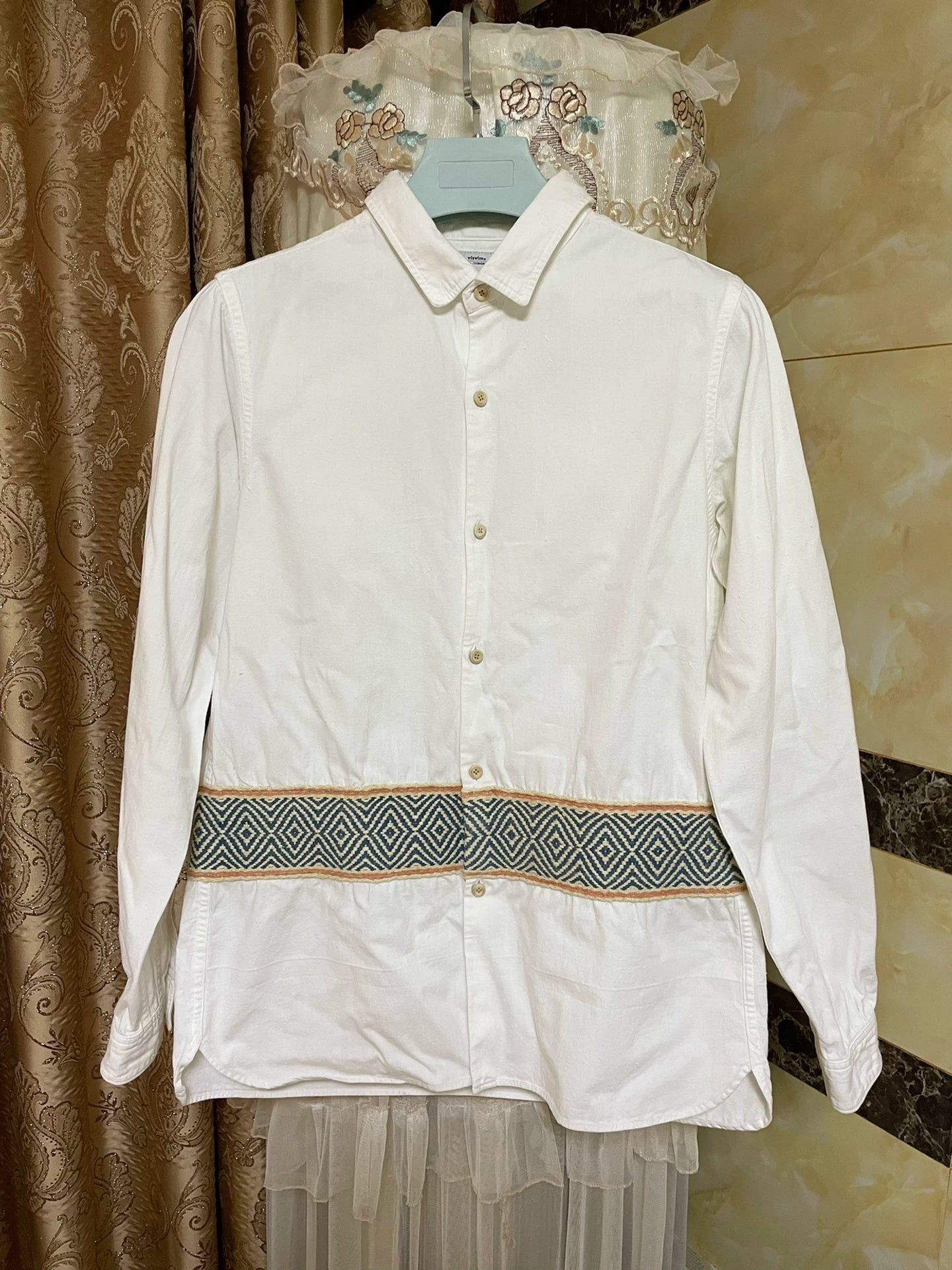 VISVIM Knitted Pattern Paneled Long-Sleeve Shirt