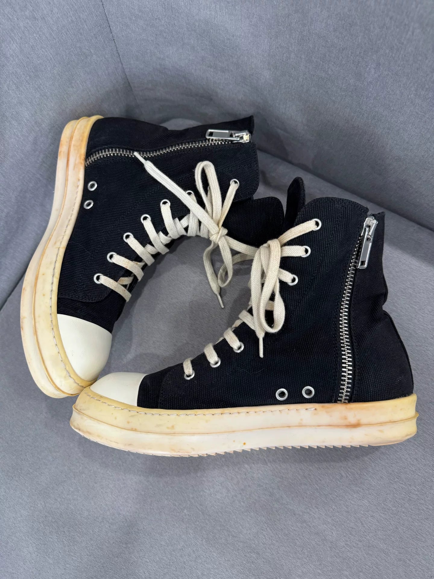 rick owens canvas high top sneakers size 40