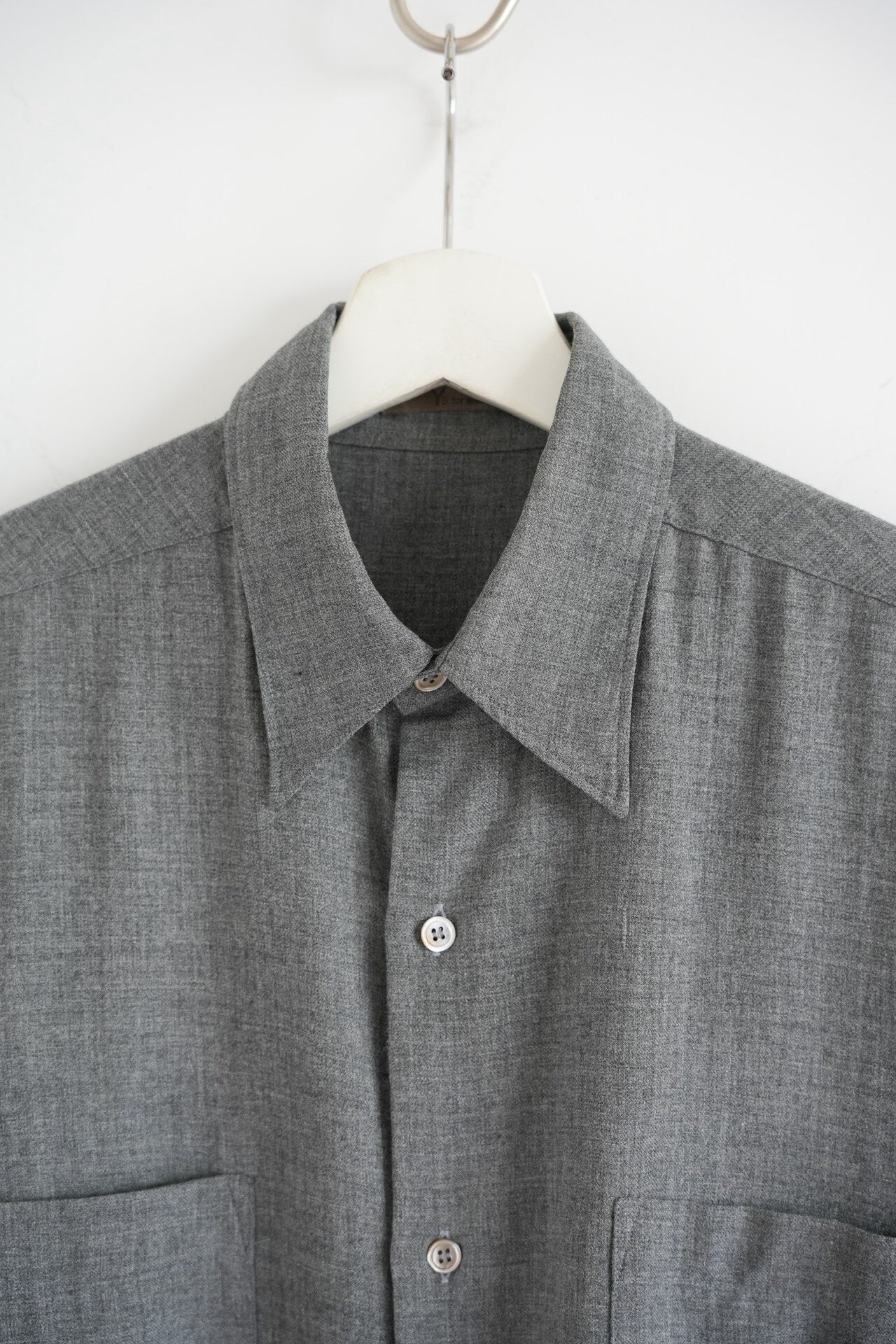 Yohji Yamamoto 80s Scissors Collar Wool Gray Shirt