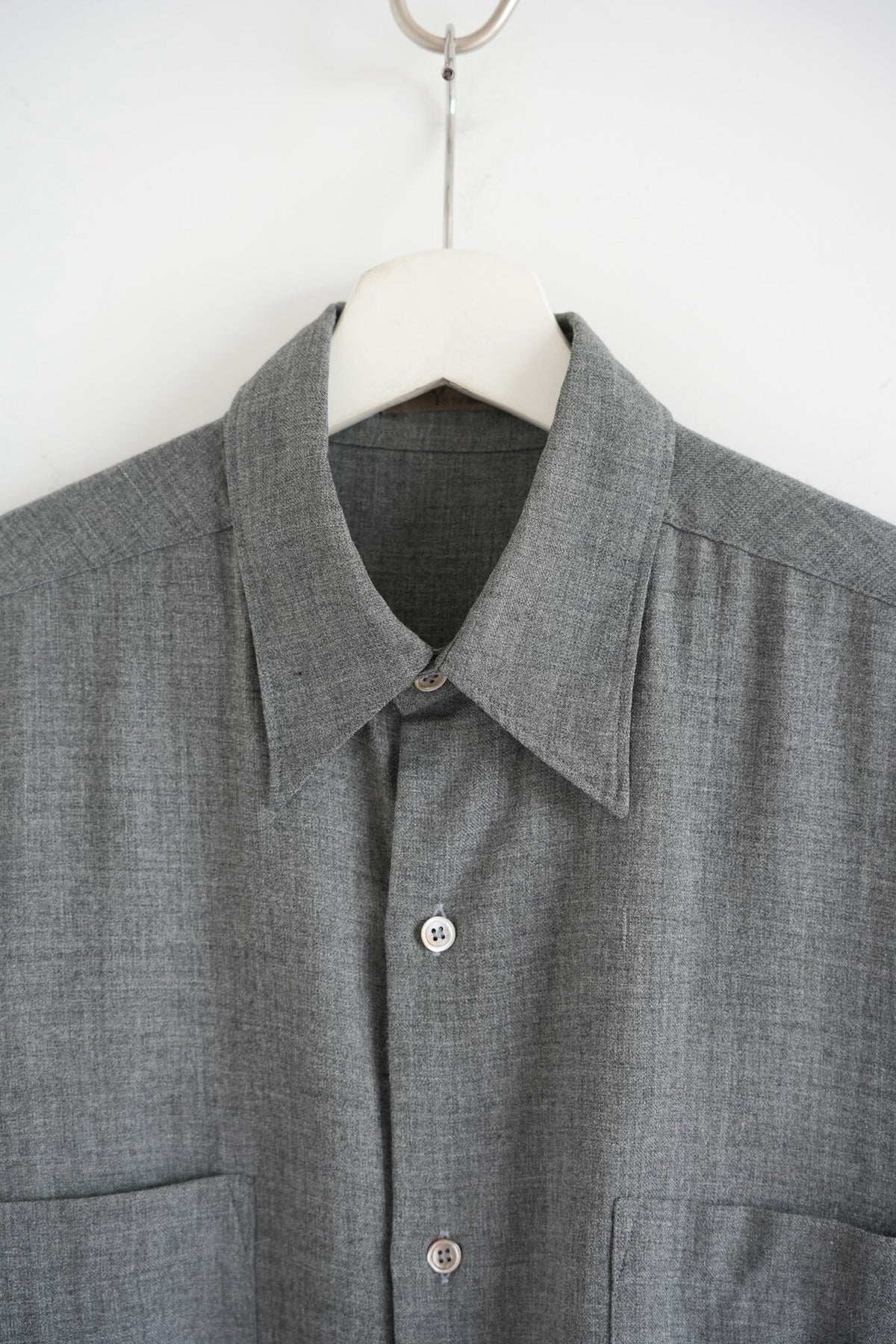 Yohji Yamamoto 80s Scissors Collar Wool Gray Shirt