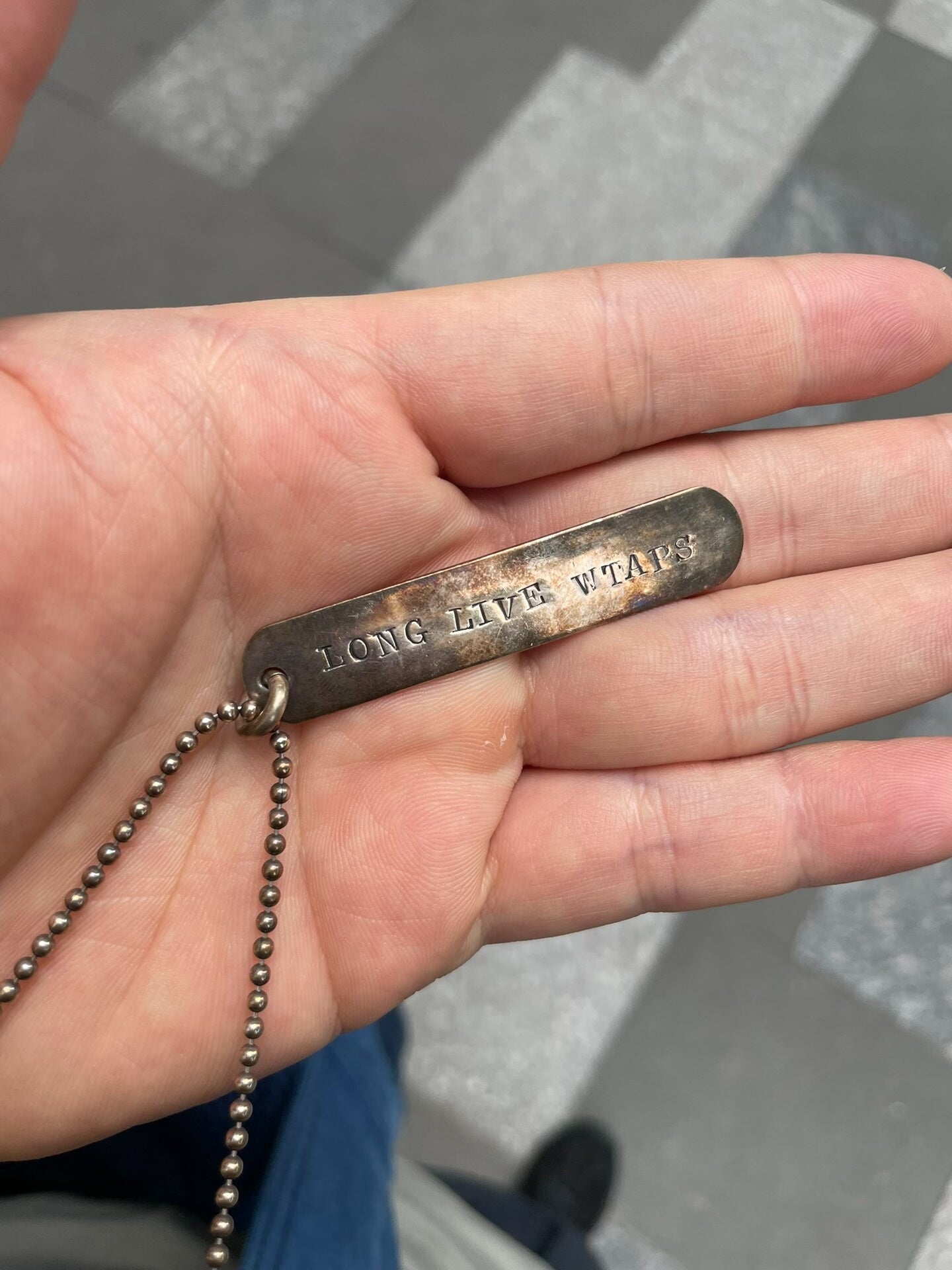 wtaps military dog tag necklace