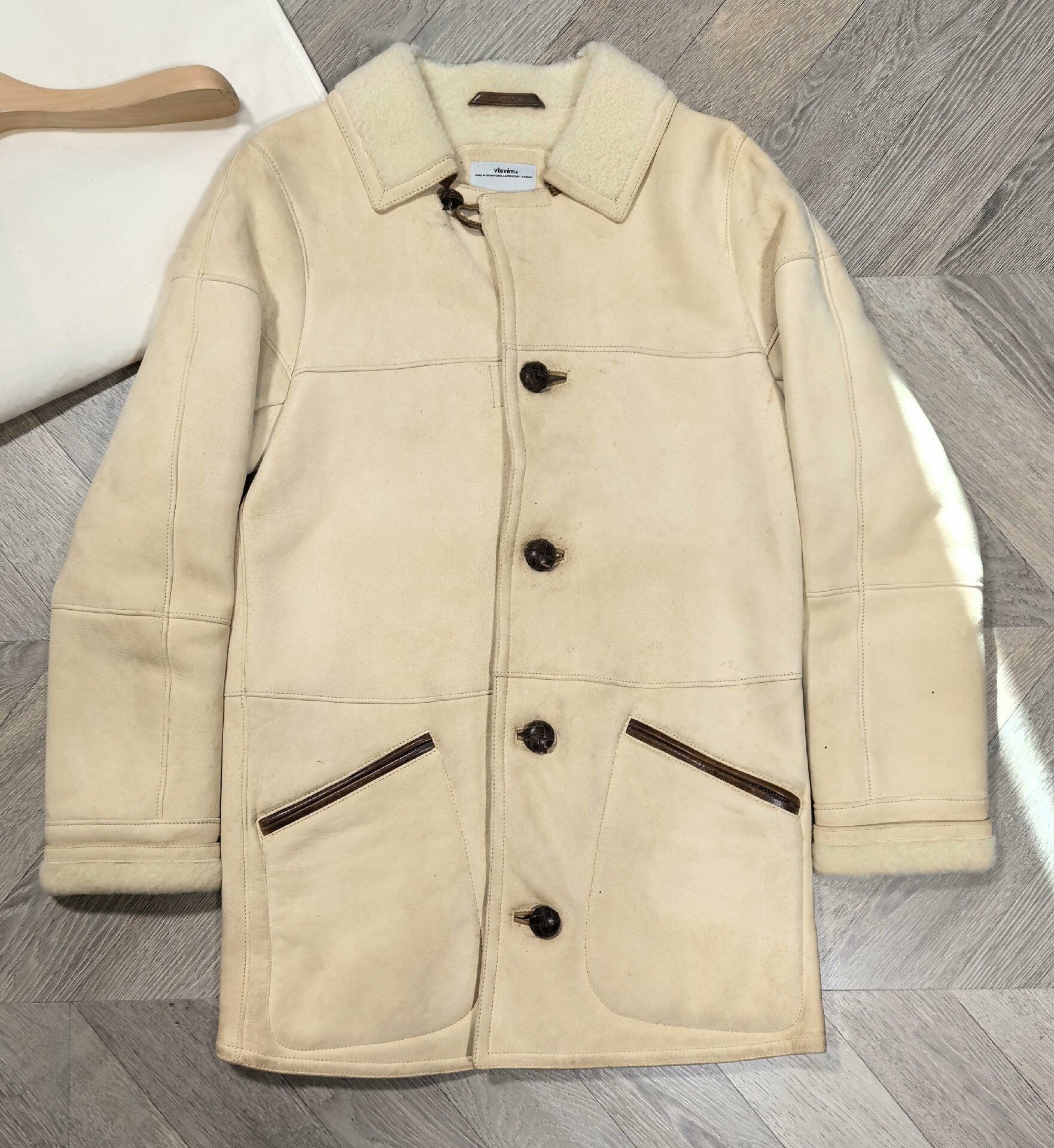 visvim patton coat in ivory color