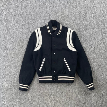 Saint Laurent Black Striped Varsity Jacket