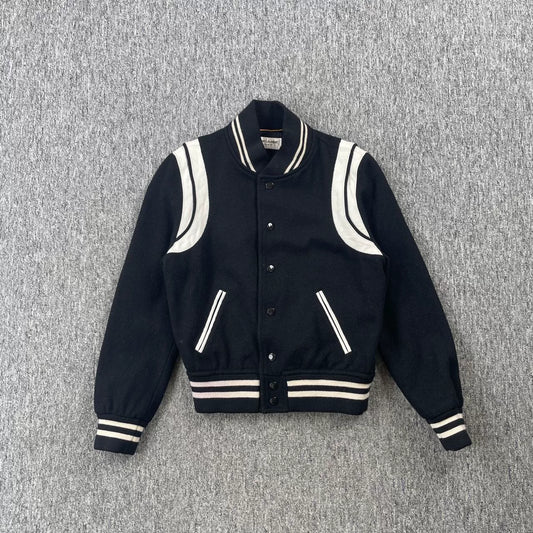 Saint Laurent Black Striped Varsity Jacket