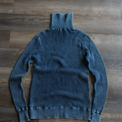 Porter Classic Waffle Indigo Turtleneck Sweatshirt
