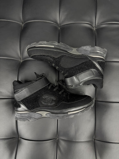 Chanel Black Logo High-Top Sneakers