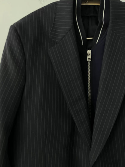 alexander mcqueen pinstripe suit jacket with removable collar
