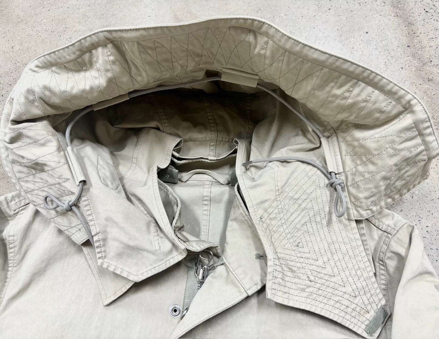 TEN C Parka Fish Tail Coat in Beige