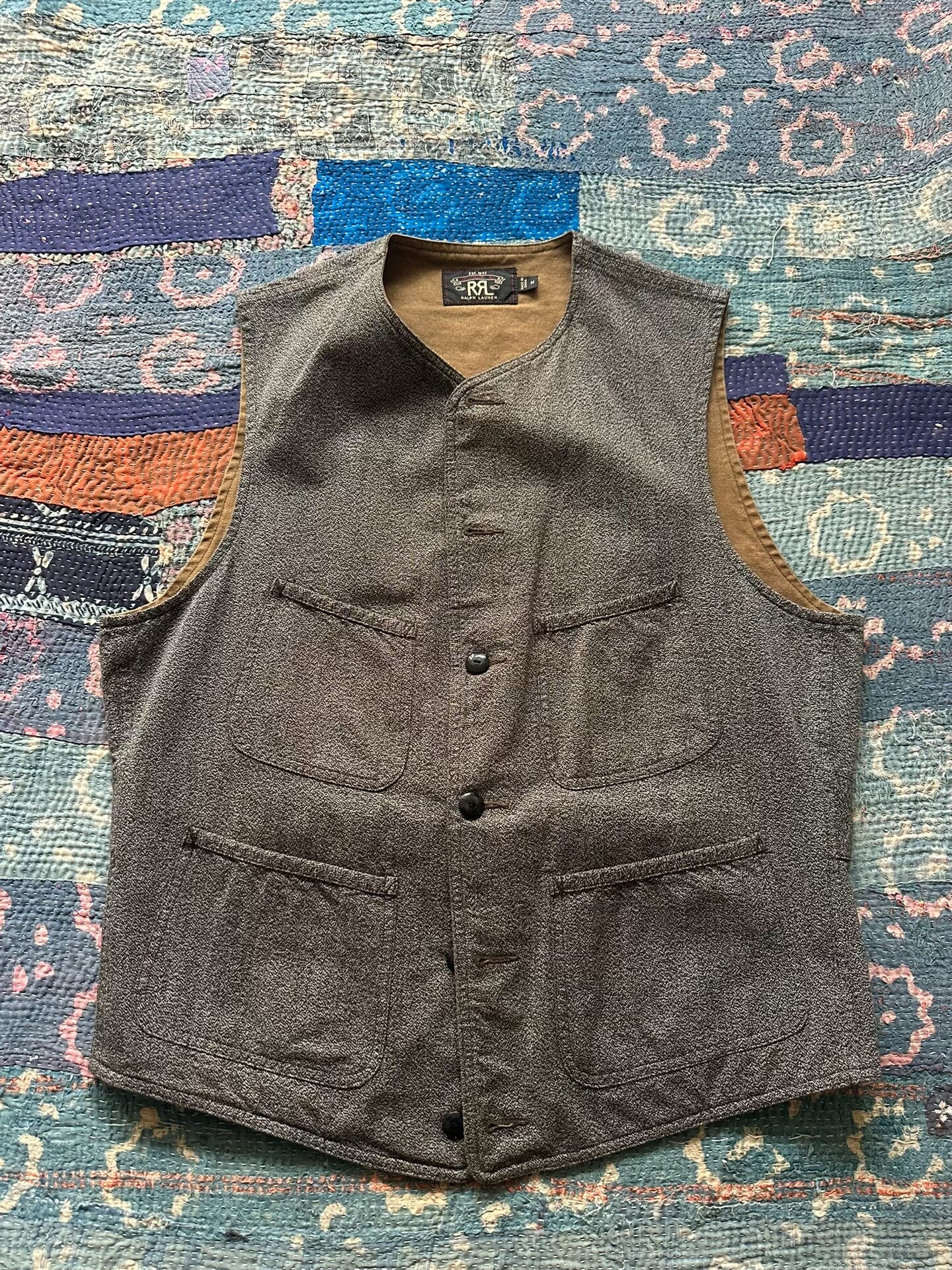 gray rrl pepper salt vest size M