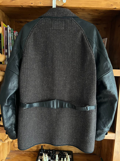 wool leather jacket with vintage details