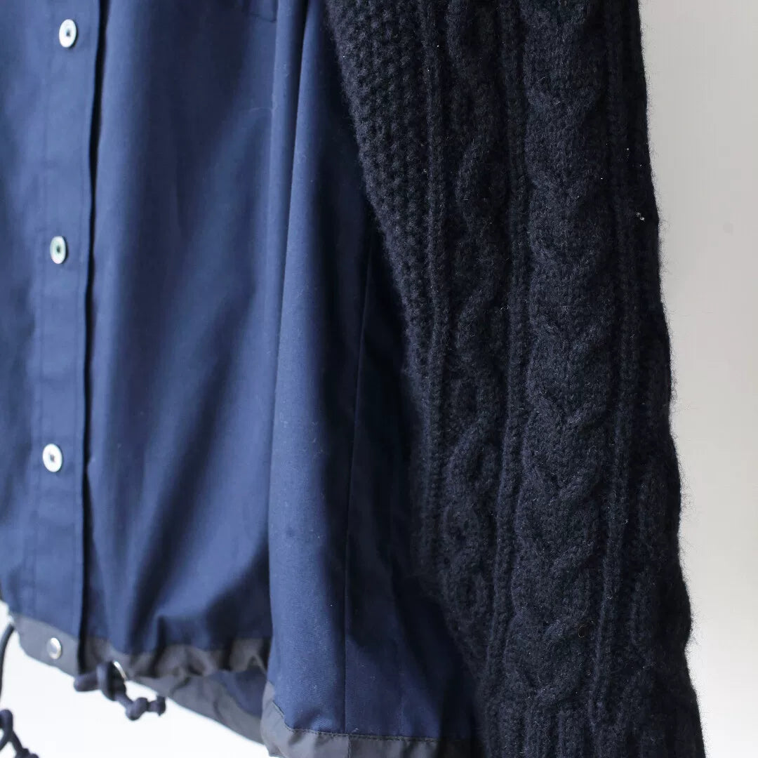 sacai knit patchwork button-up shirt