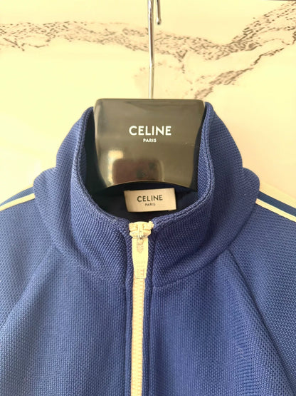 Celine Blue Embroidered Logo Jacket