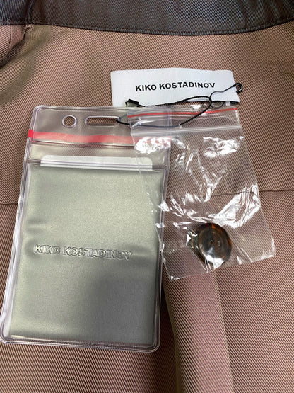 brown patchwork jacket by Kiko Kostadinov