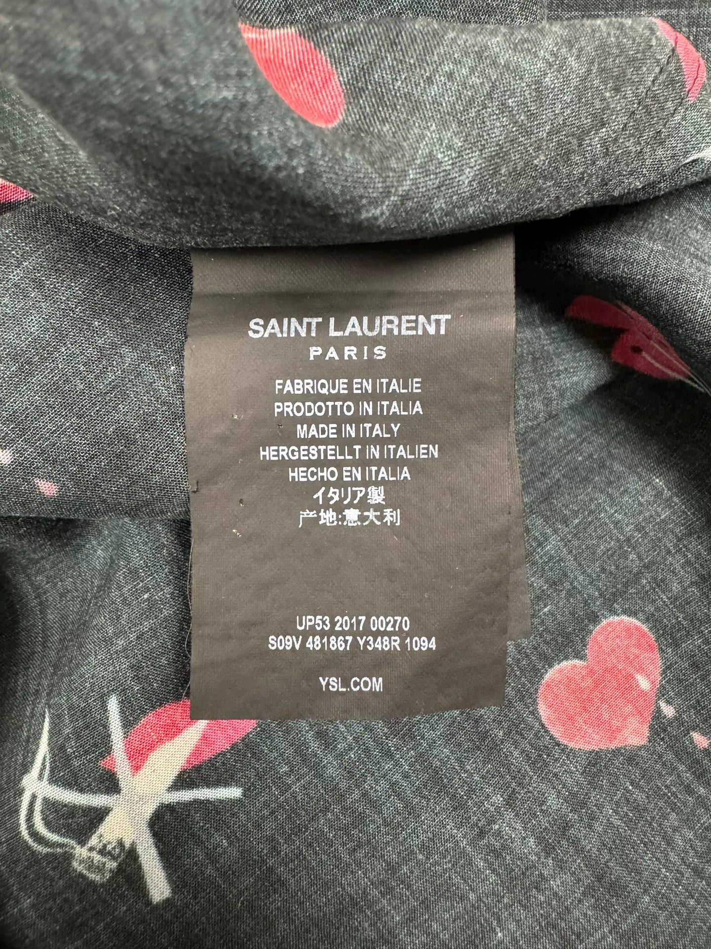 Saint Laurent Heart Print Silk Shirt