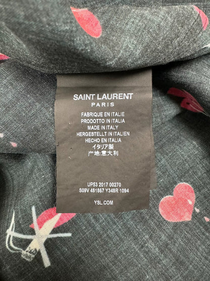 Saint Laurent Heart Print Silk Shirt