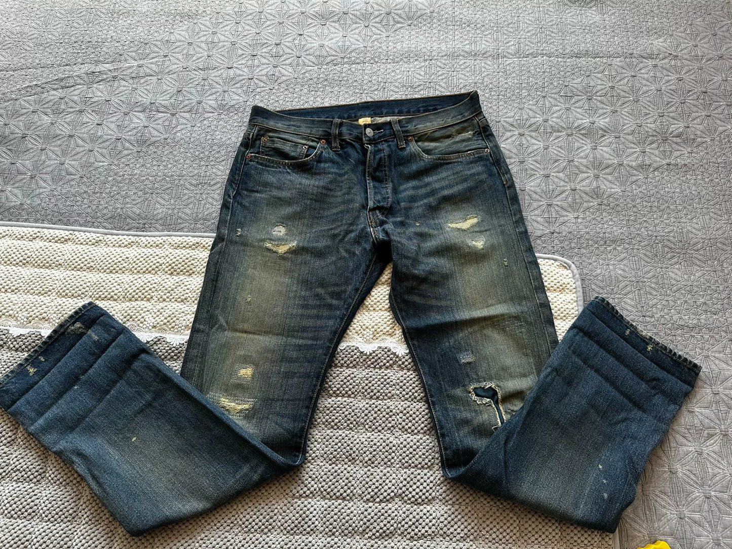 RRL Selvedge Distressed Patchwork Jeans