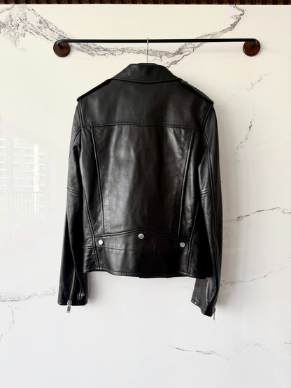 saint laurent black leather motorcycle jacket