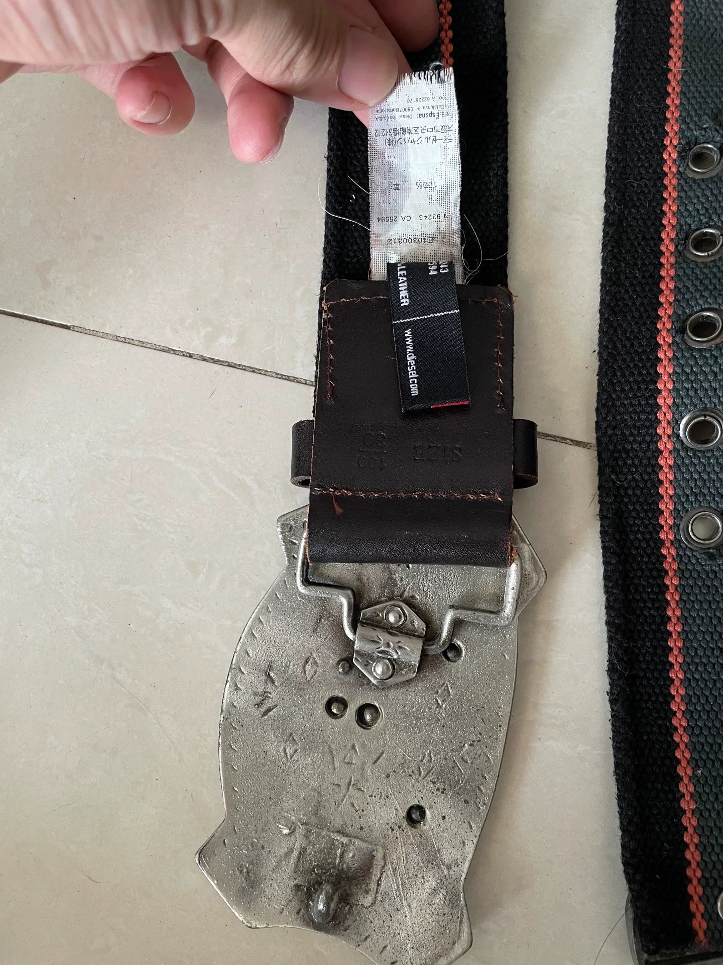 vintage diesel metal buckle waist belt