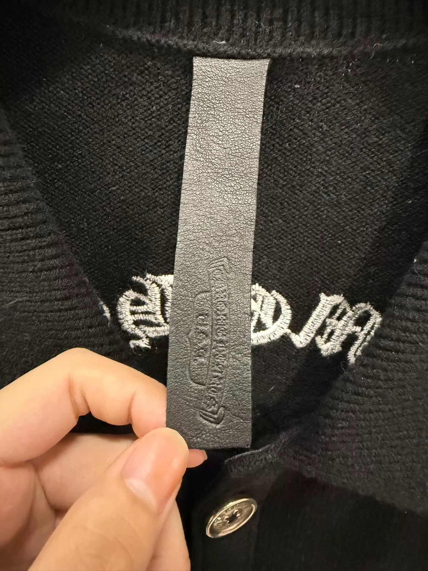 Chrome Hearts Cross Leather Patch Cashmere Cardigan