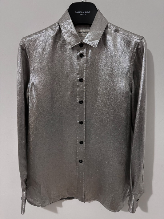 Saint Laurent Silver Silk Shirt