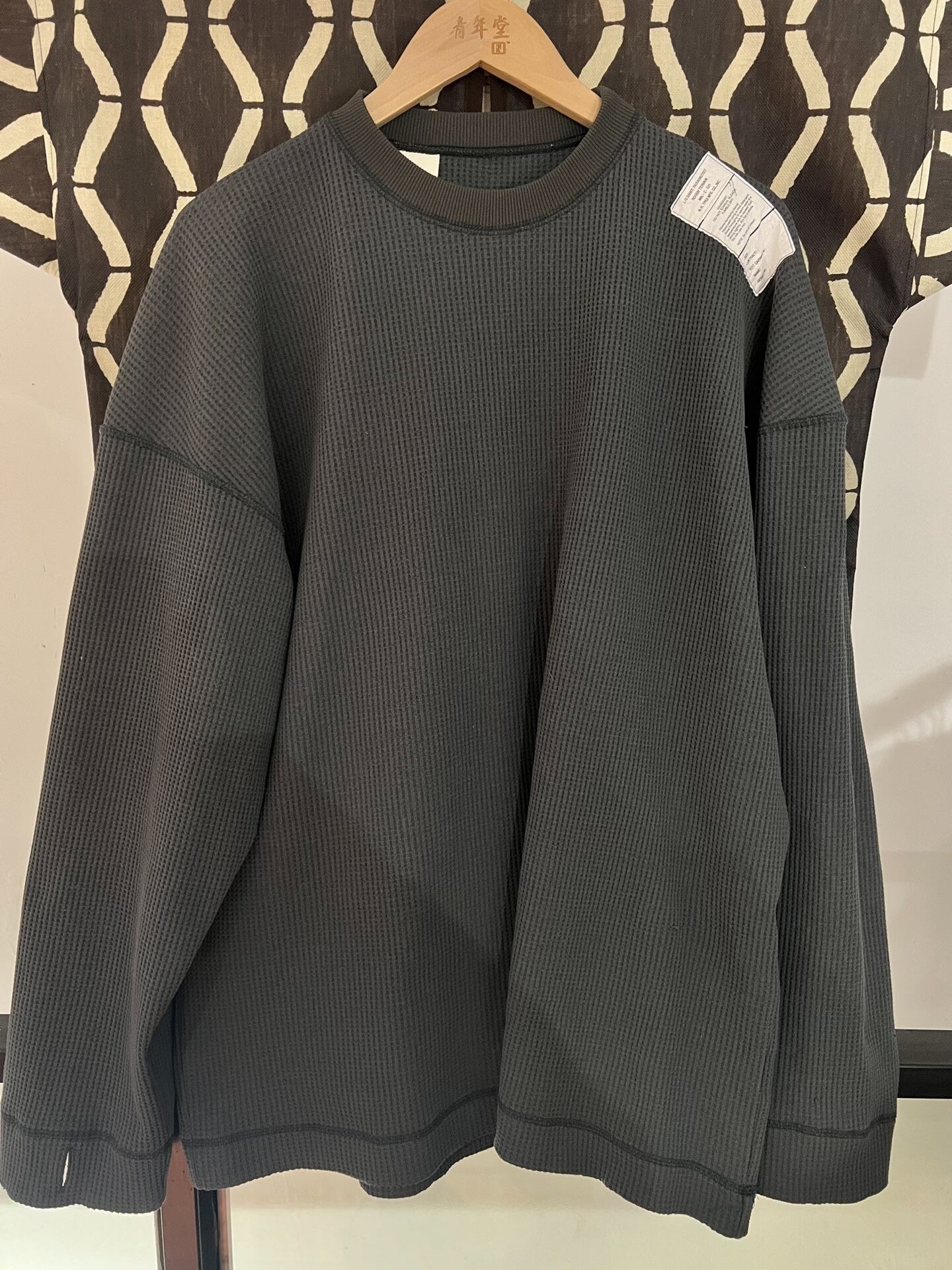 nhoolywood crewneck long sleeve waffle t-shirt