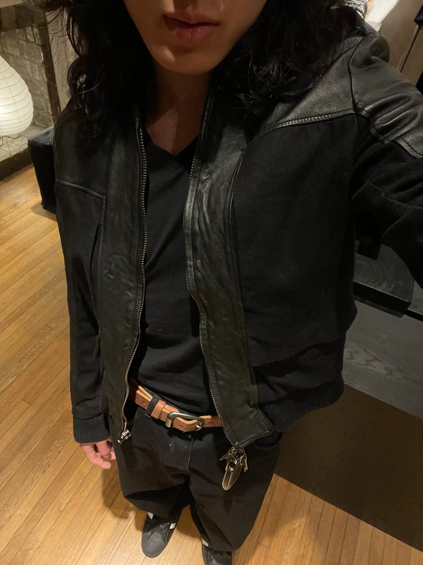 maison martin margiela leather wool jacket