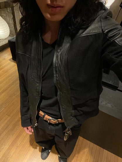 maison martin margiela leather wool jacket