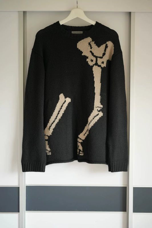 yohji yamamoto black skeleton sweater