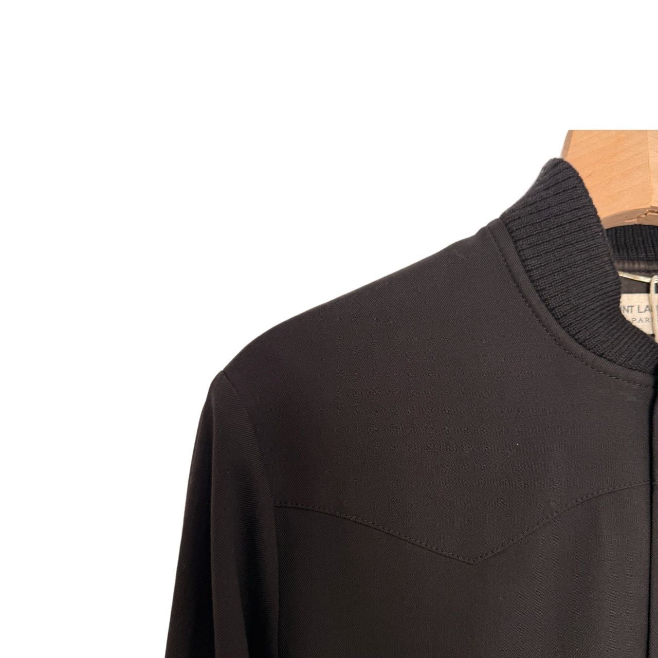 Saint Laurent Black Embroidered Bomber Jacket