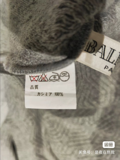 BALMAIN Gray Cashmere Turtleneck Sweater