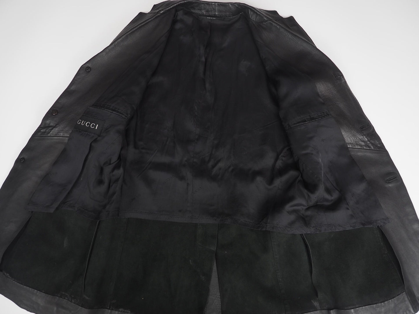 90s Gucci Black Leather Suit Jacket
