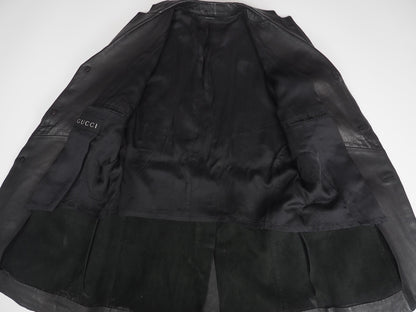 90s Gucci Black Leather Suit Jacket