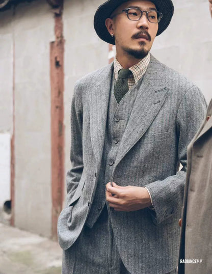 30s Cut Peak Lapel Donegal Tweed Jacket