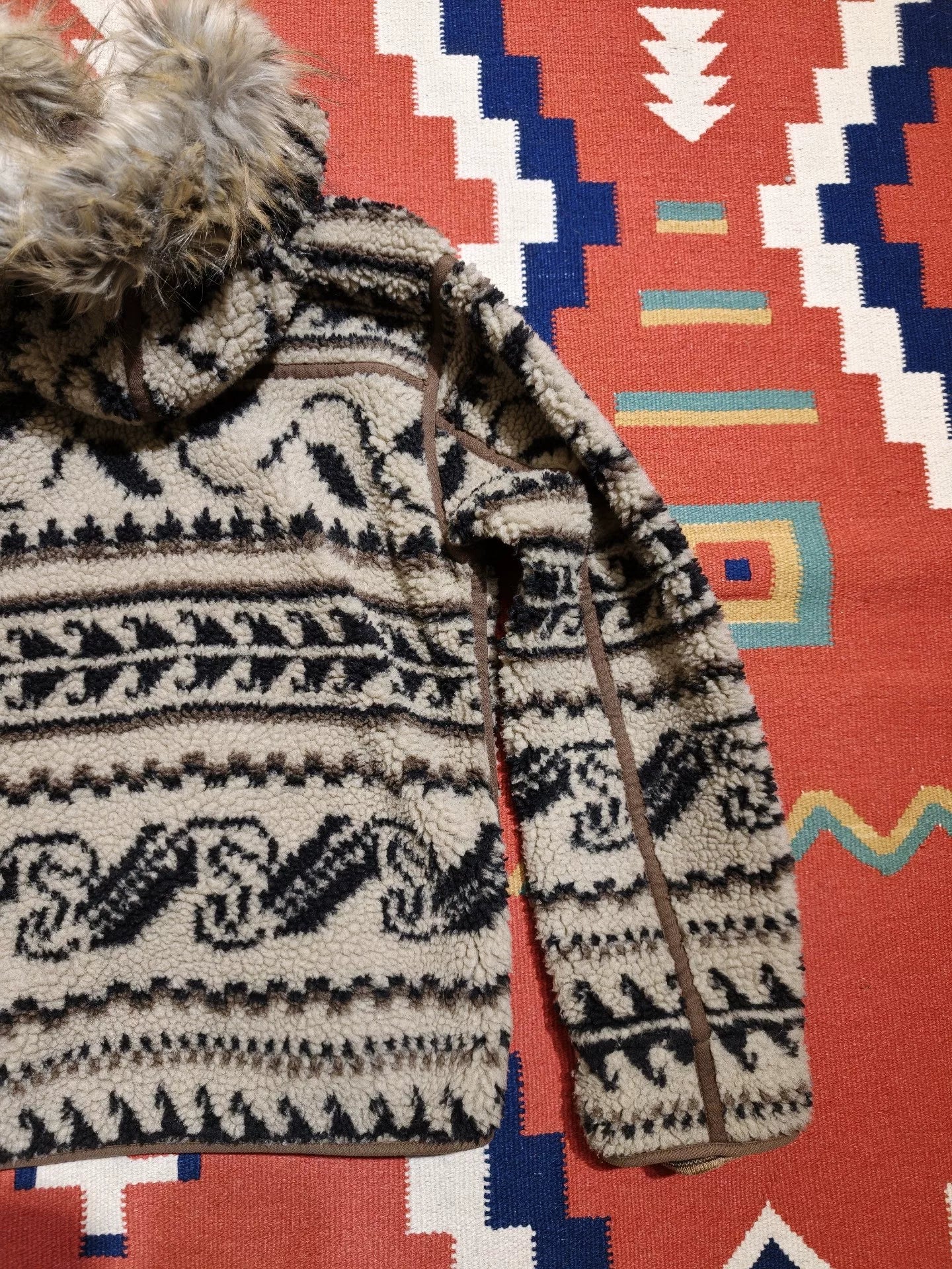 RRL Southwest Pattern Fleece Hoodie Size S