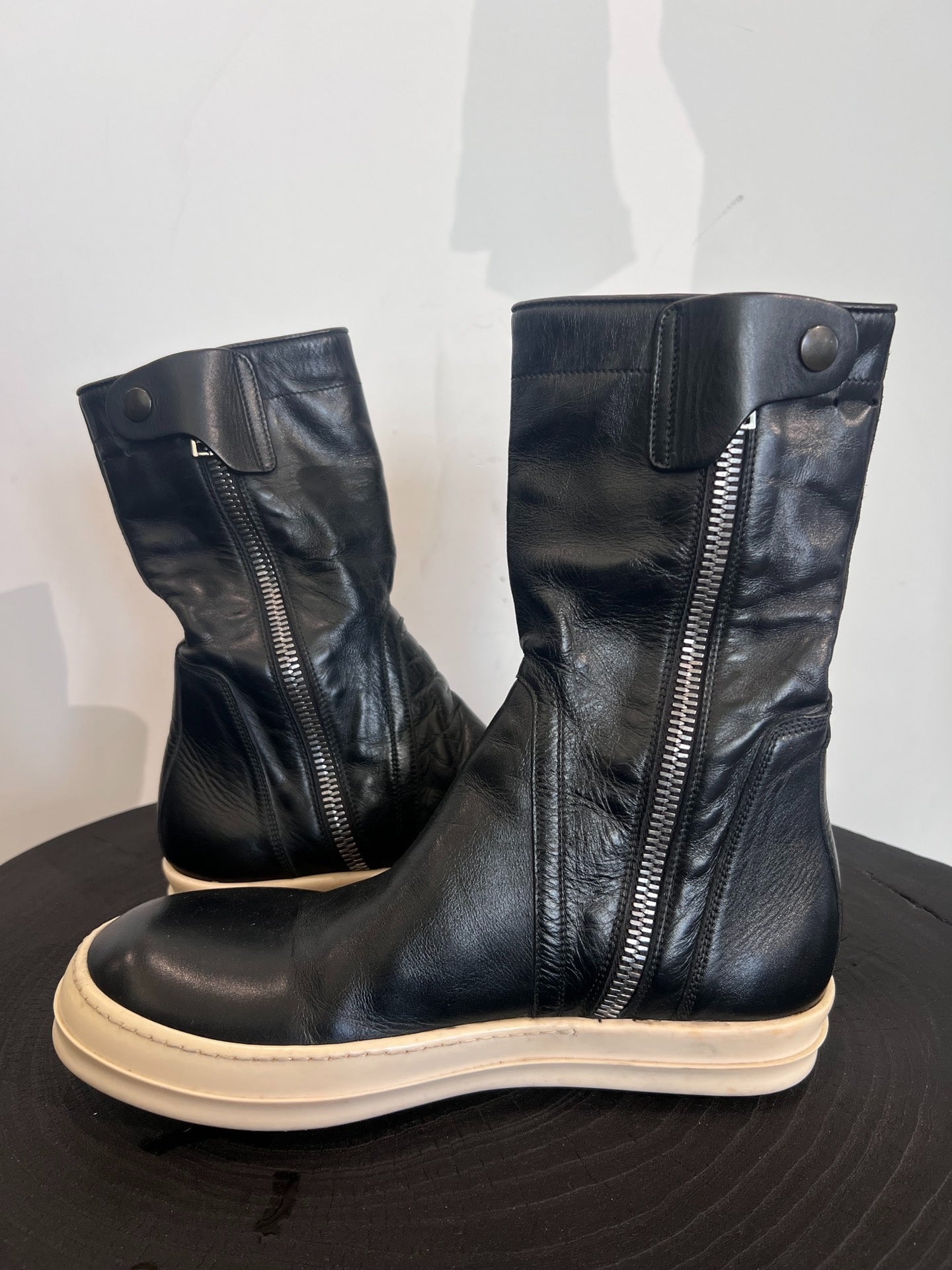 Rick Owens Main Line Cowhide Mid-Calf Boots 40