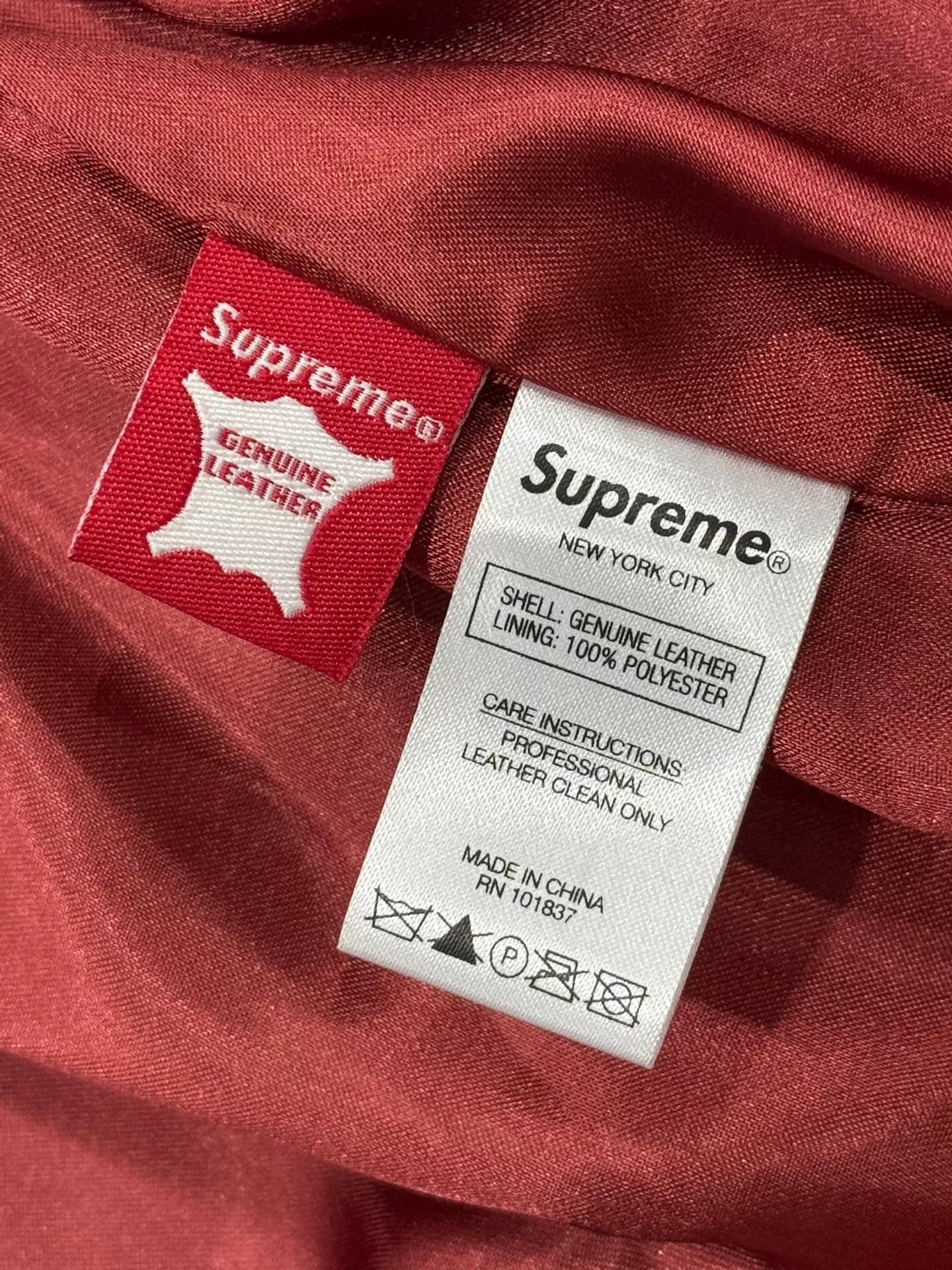 vintage supreme baseball leather jacket size S