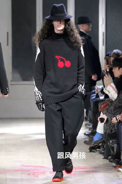 black cherry skeleton turtleneck sweater