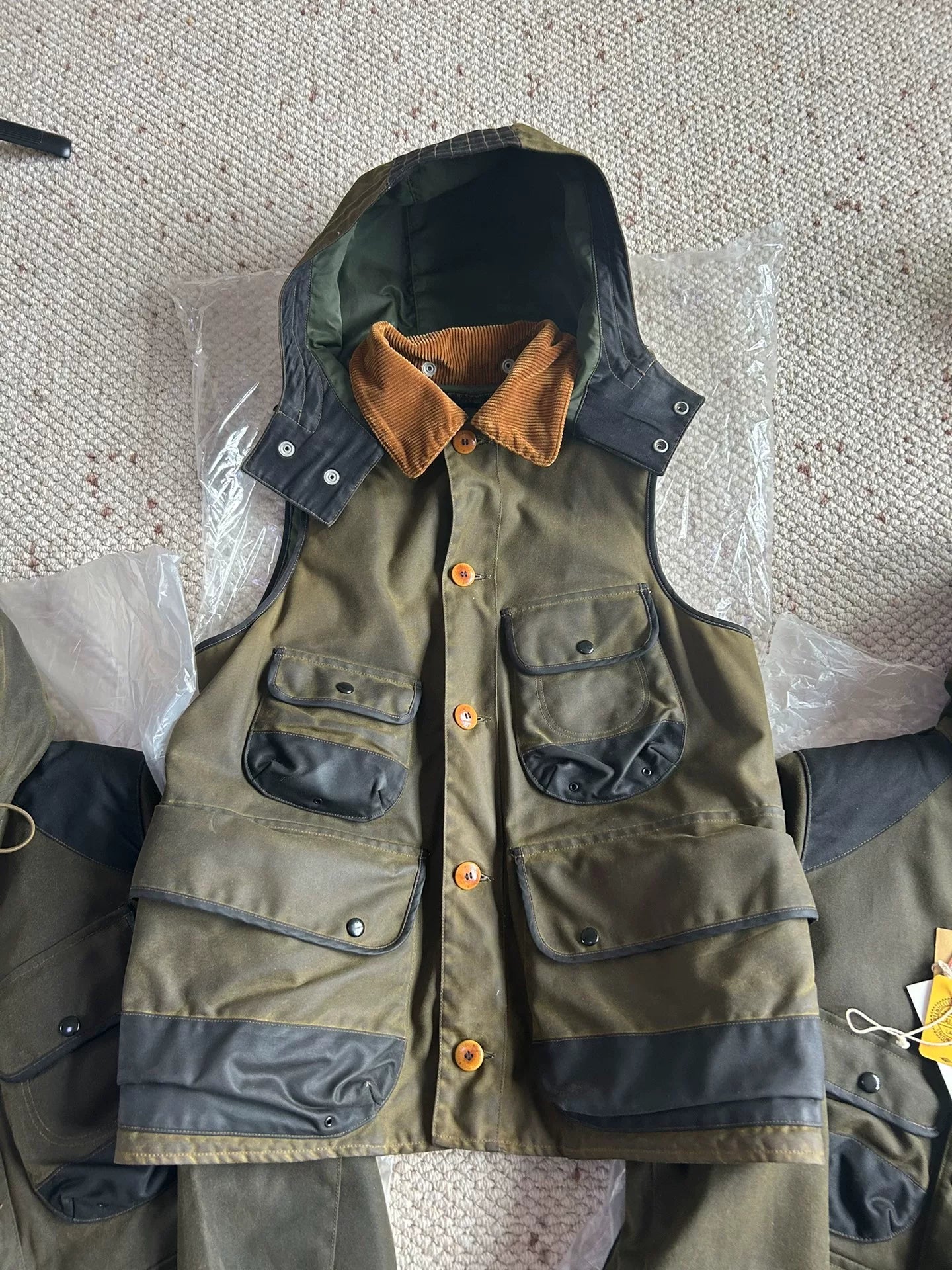 freewheelers redwood vest with waterproof coating