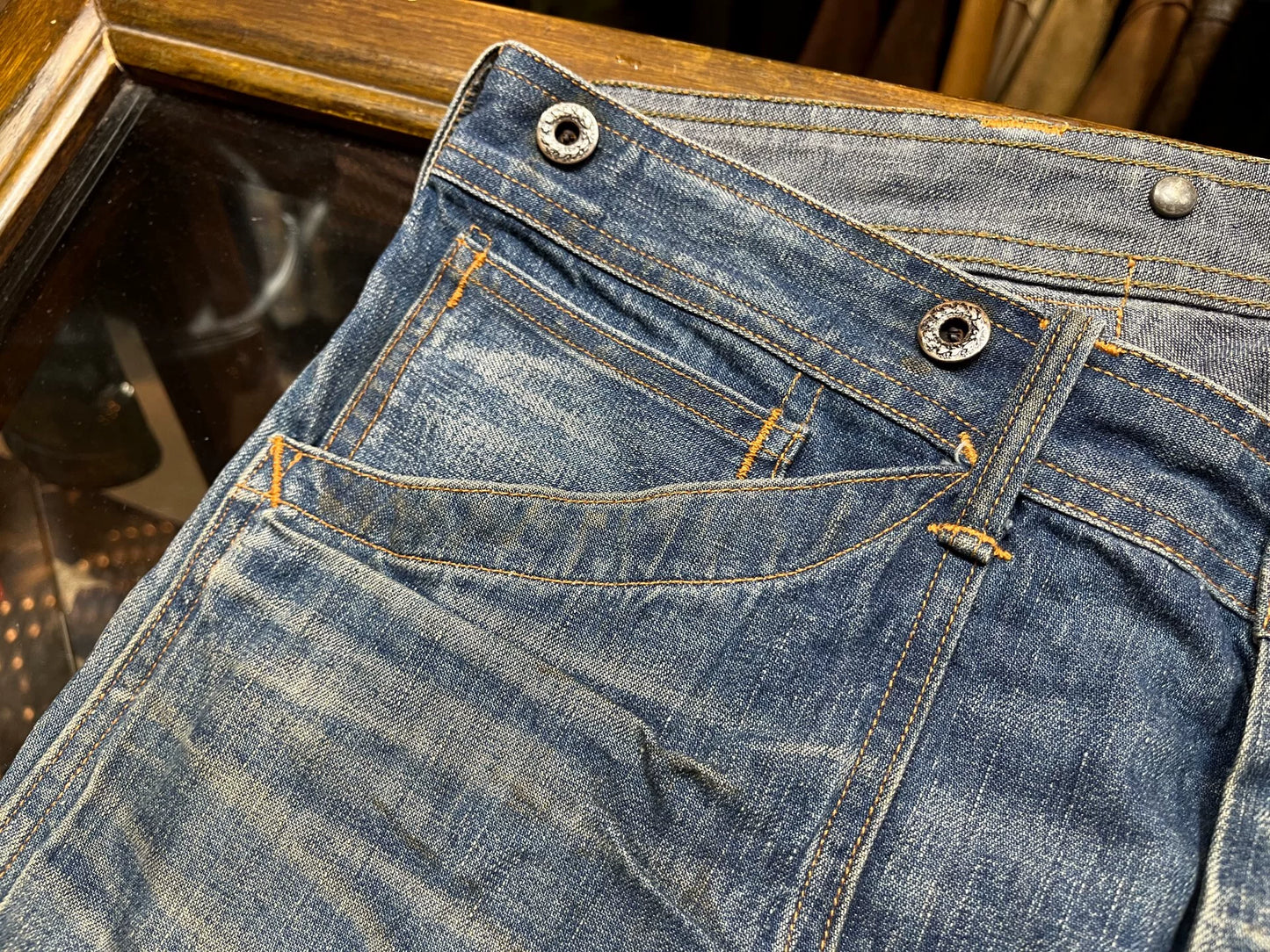 distressed double rl workwear denim pants