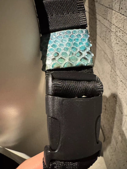 python leather waist bag with vivid print