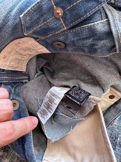 rrl distressed denim jeans with holes