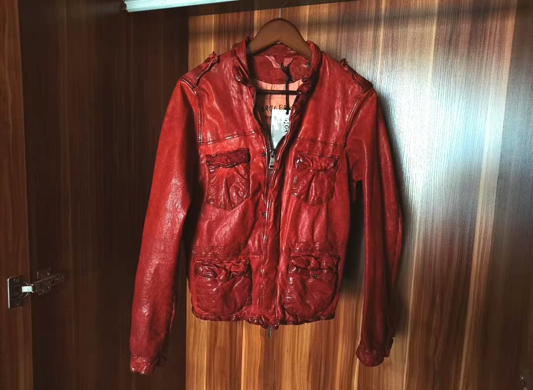 Giorgio Brato Dark Red Vintage Leather Jacket