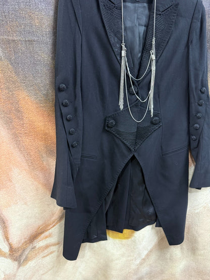 elegant black embroidered tailcoat jacket