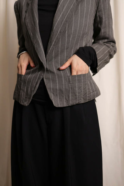 Y's by Yohji Yamamoto Gray Stripe Coat