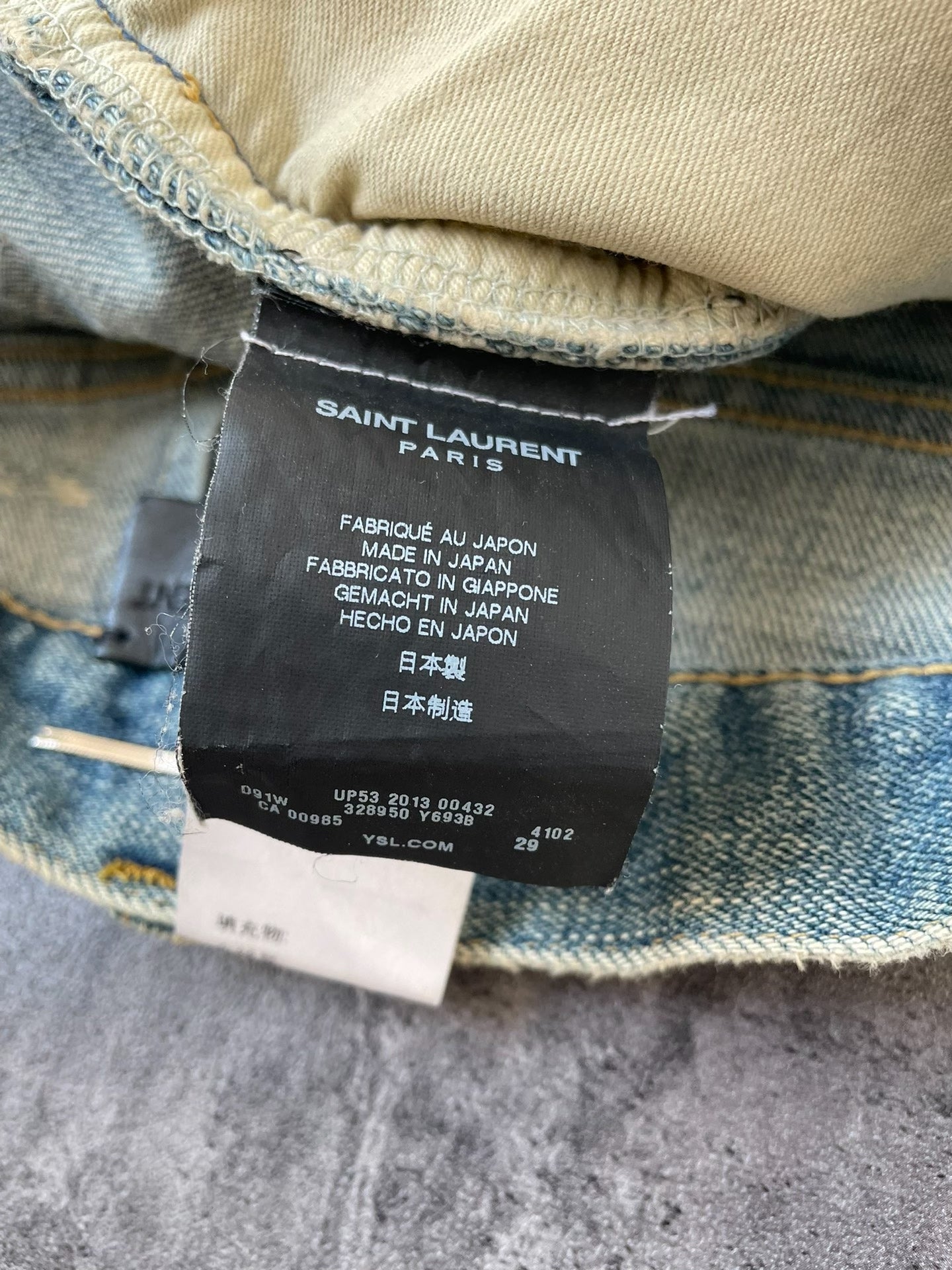 Saint Laurent Distressed Light Blue Jeans